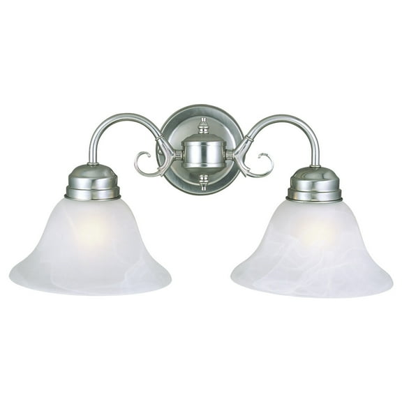 Design House Millbridge Traditional Satin Nickel 2-Light Dimmable Vanity or Wall Light with Frosted Glass Shades