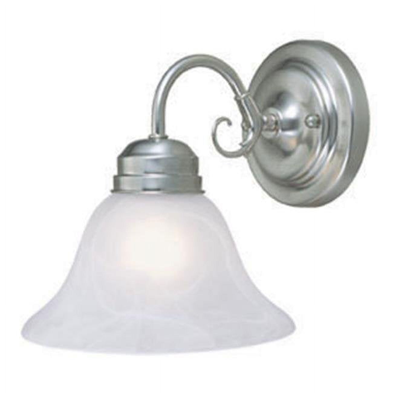Elegant Satin Nickel 1-Light Wall Sconce with Alabaster Glass
