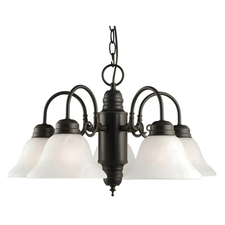Design House 514455 Millbridge Traditional 5 Light Indoor Dimmable Chandelier with Alabaster Glass Shades for Entryway Foyer Dining Room Oil Rubbed