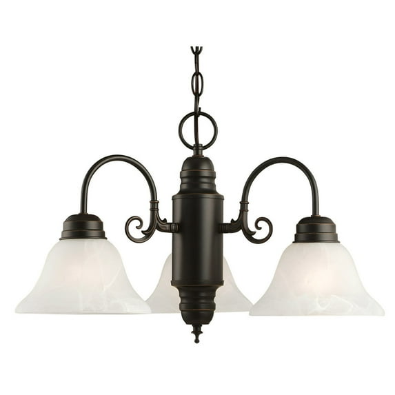 Design House Millbridge 3-Light Traditional Indoor Dimmable Chandelier with Clear Ribbed Glass, Oil Rubbed Bronze
