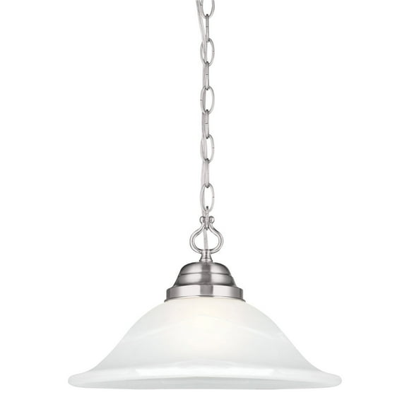 Design House Millbridge Traditional 1-Light Satin Nickel Swag Light with Alabaster Glass Shade