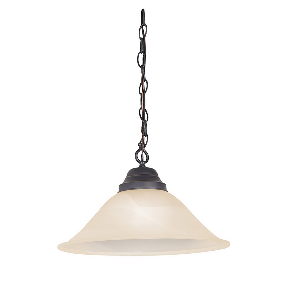 Mini Alabaster Glass & Oil-Rubbed Bronze Pendant Light