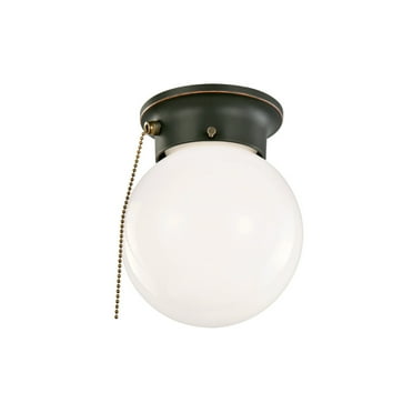 Design House 519264 Traditional 1-Light Indoor Ceiling Flush Mount Dimmable Globe Light Opal Glass for Bedroom Hallway Kitchen Dining Room, Oil Rubbed Bronze