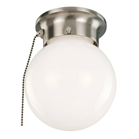 Design House Traditional 1-Light Indoor Flush Mount Dimmable Globe Light, Satin Nickel