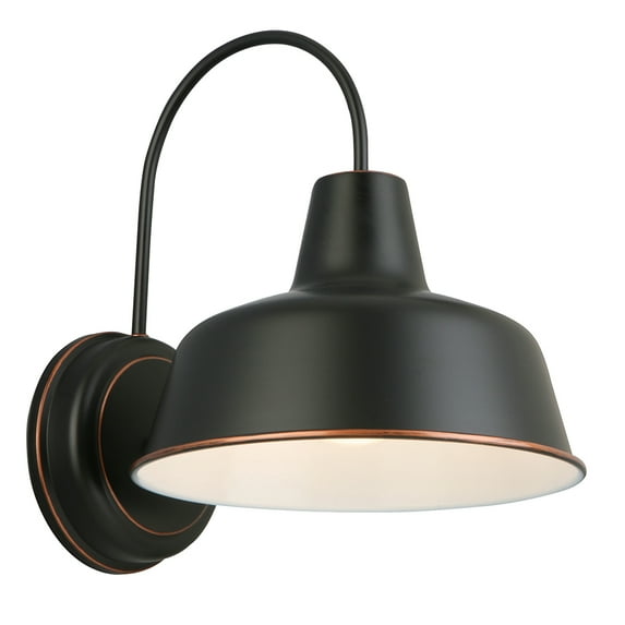 Design House Mason Industrial Barn Indoor/Outdoor Wall Mount Light with Metal Shade, Oil Rubbed Bronze