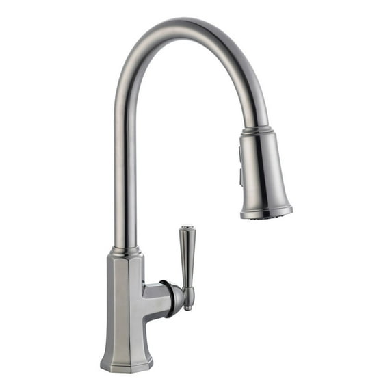 Design House 525683 Barcelona Kitchen Faucet with Pullout Sprayer, Satin Nickel