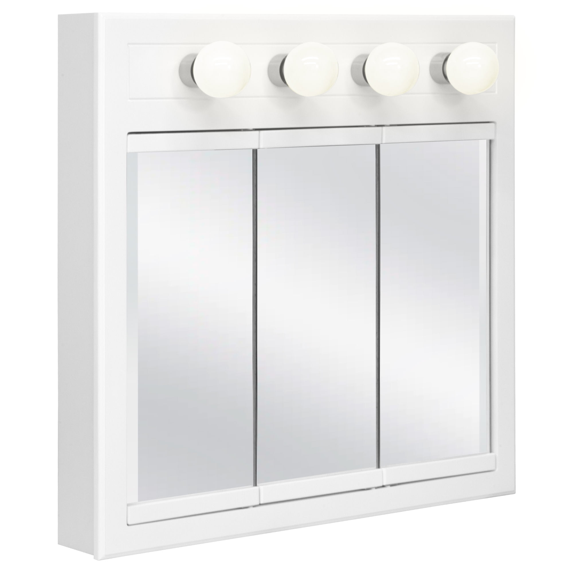 Concord 30-Inch White Gloss Medicine Cabinet with Lights and Mirrors