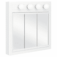 thumbnail image 1 of Design House 30" Wood Wall Mounted 4-Light Tri-View Mirrored Bathroom Cabinet, White, 1 of 21