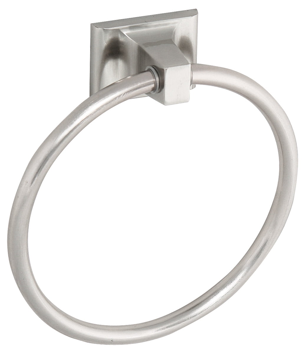 Satin Nickel Wall Mounted Towel Ring with Square Details