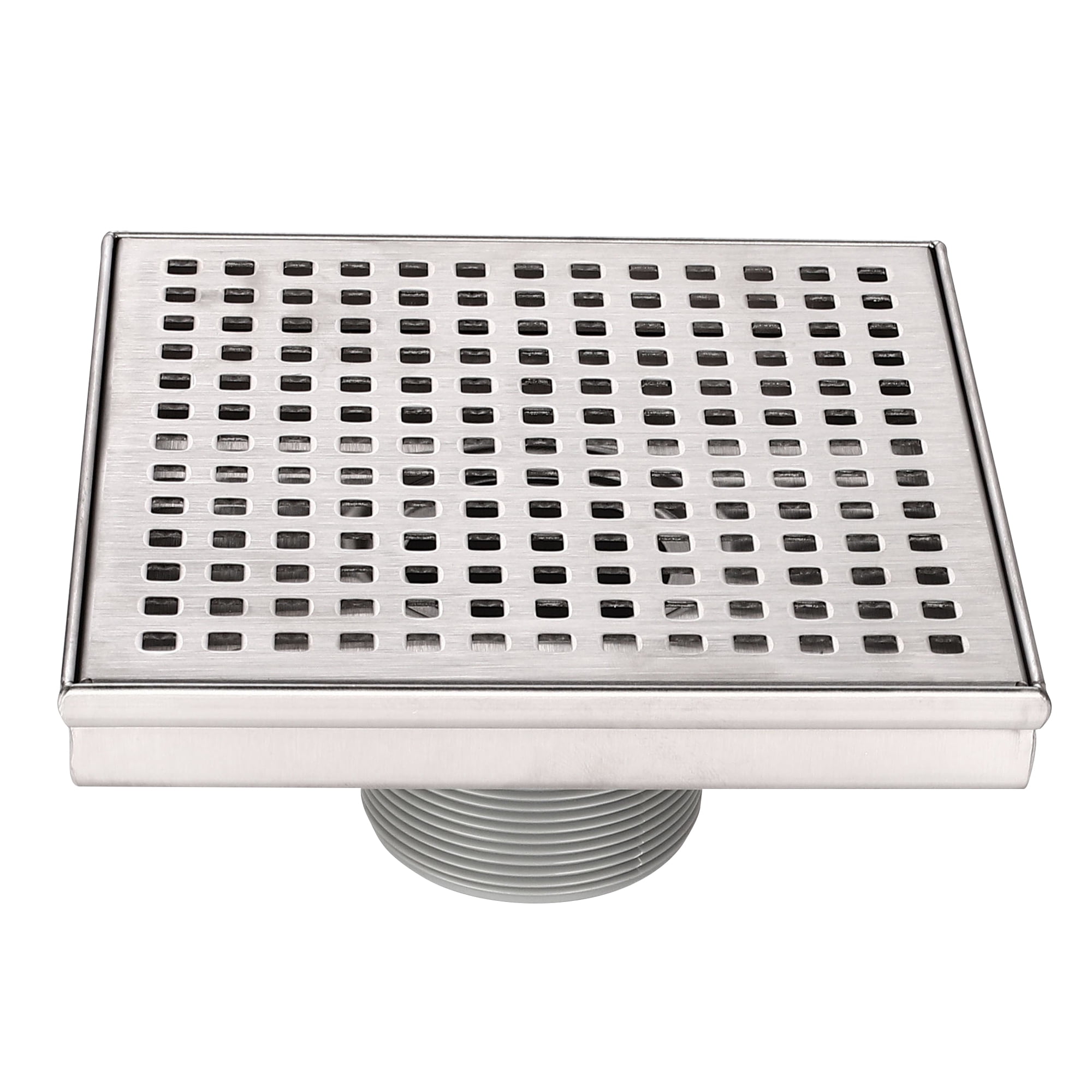 6-Inch Stainless Steel Square Shower Drain with Adjustable Feet