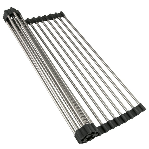 Design House 542988 Roll-Up Multipurpose Kitchen Sink Drying Rack, Stainless Steel