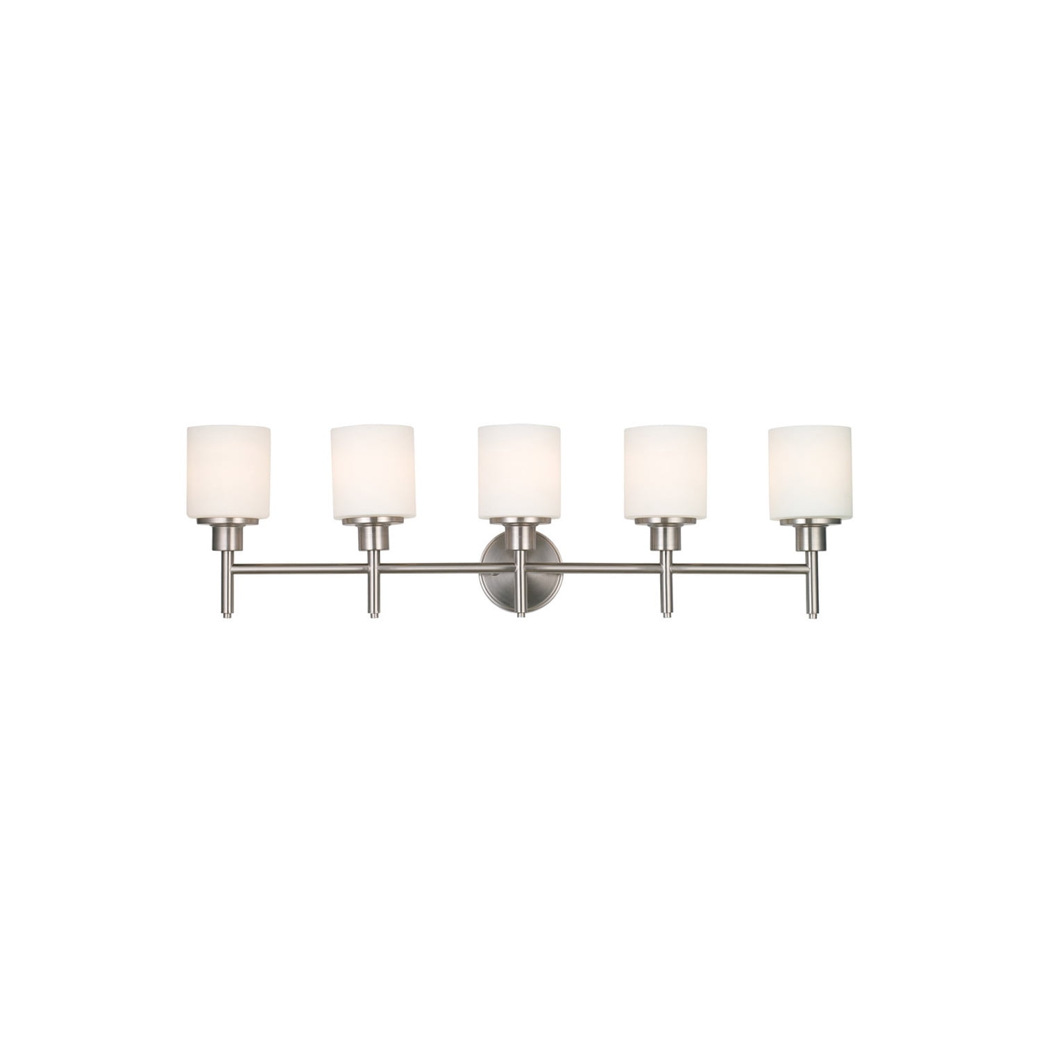 Aubrey 5-Light Satin Nickel Vanity Light with Frosted Glass Shades