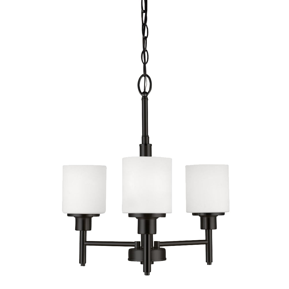 Aubrey Matte Black 3-Light Chandelier with Frosted Glass Shades