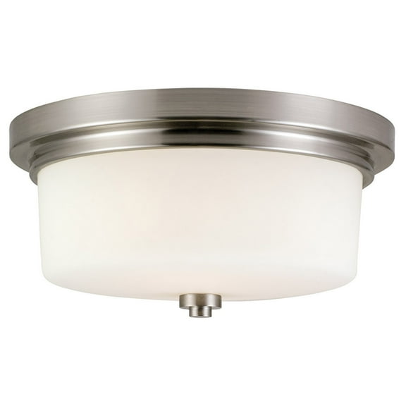 Design House Aubrey 2-Light Indoor Flush Mount Dimmable Ceiling Light with Frosted Glass, Satin Nickel
