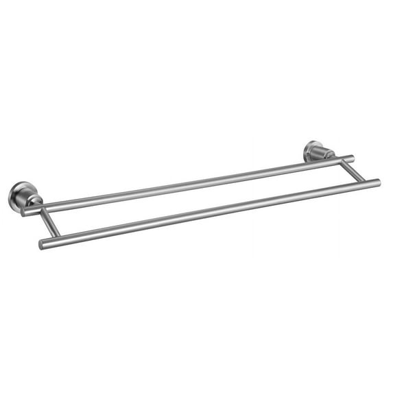 Design House Geneva Modern Bathroom 24" Double Towel Bar, Satin Nickel