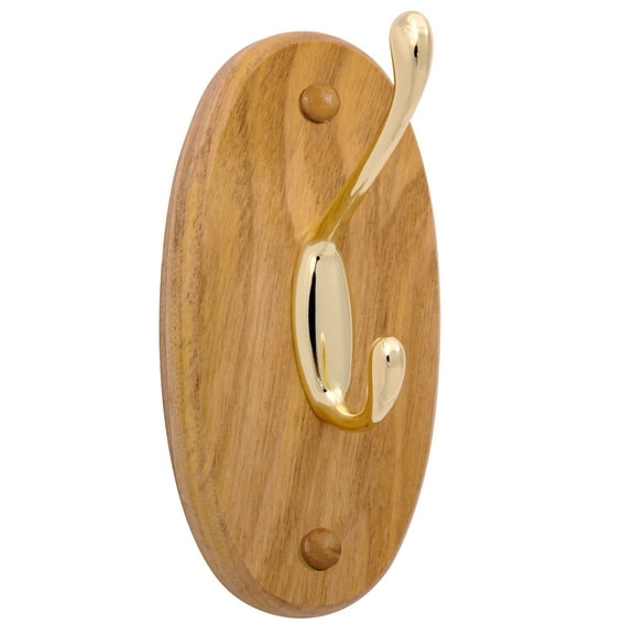 Design House Dalton Wall Mounted Rustic Double Robe Hook, Honey Oak