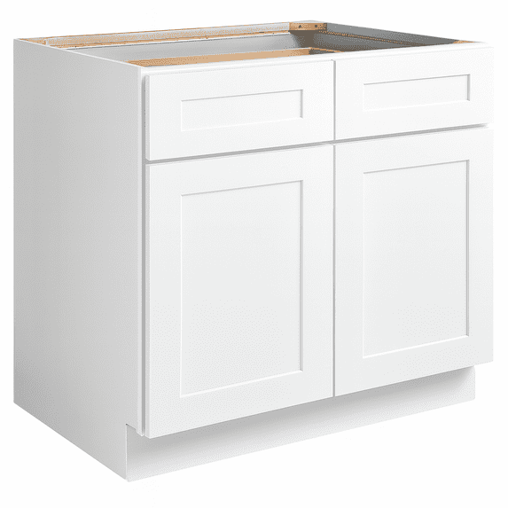 Design House Brookings Solid Wood Ready to Assemble Shaker Kitchen Base Cabinet (42 x 34.5 x 24), Sherwin Williams® White