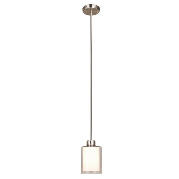 Design House Oslo Traditional 1-Light Indoor Dimmable Mini Pendant Double Glass Shade Brushed Nickel