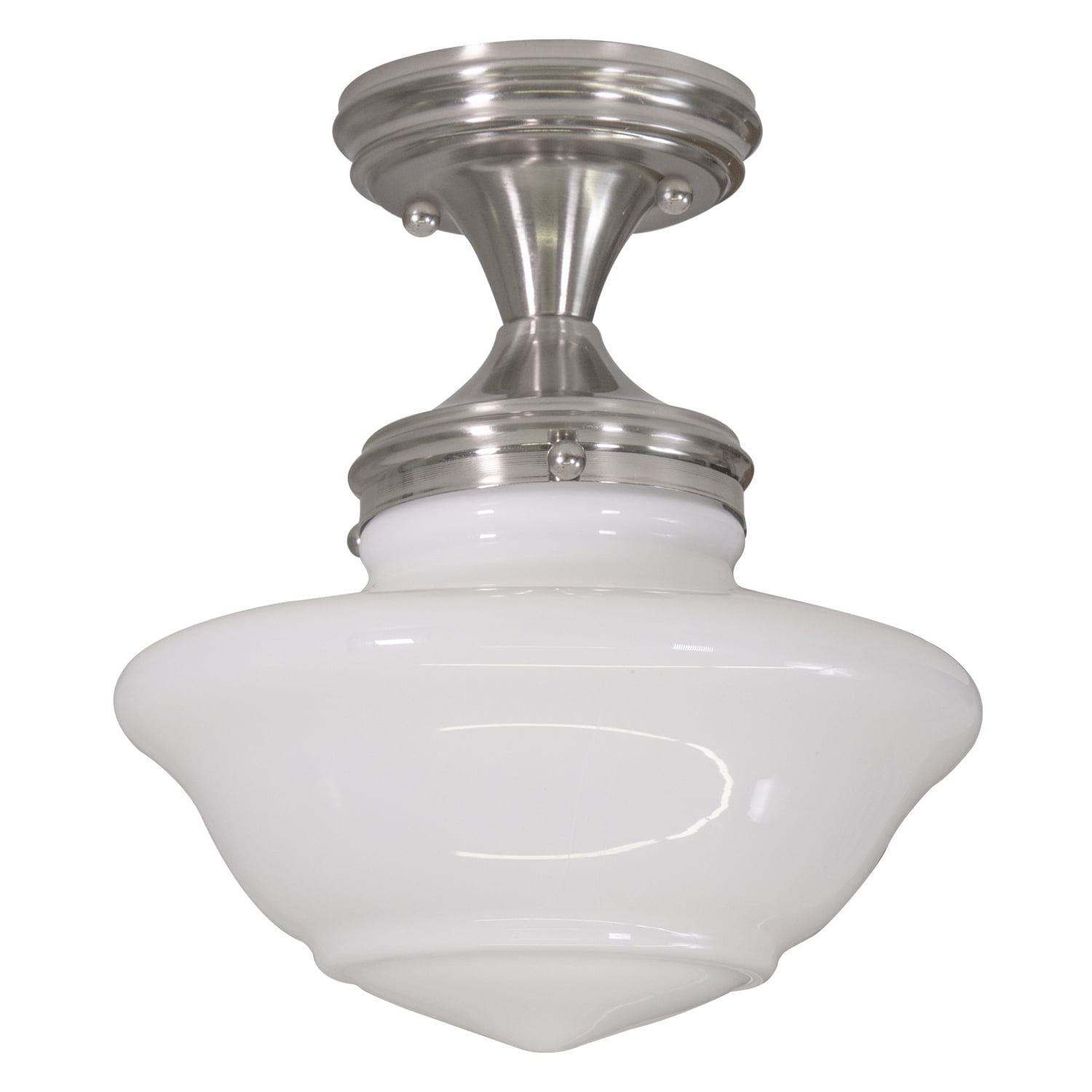 Satin Nickel Glass Semi Flush Mount Ceiling Light