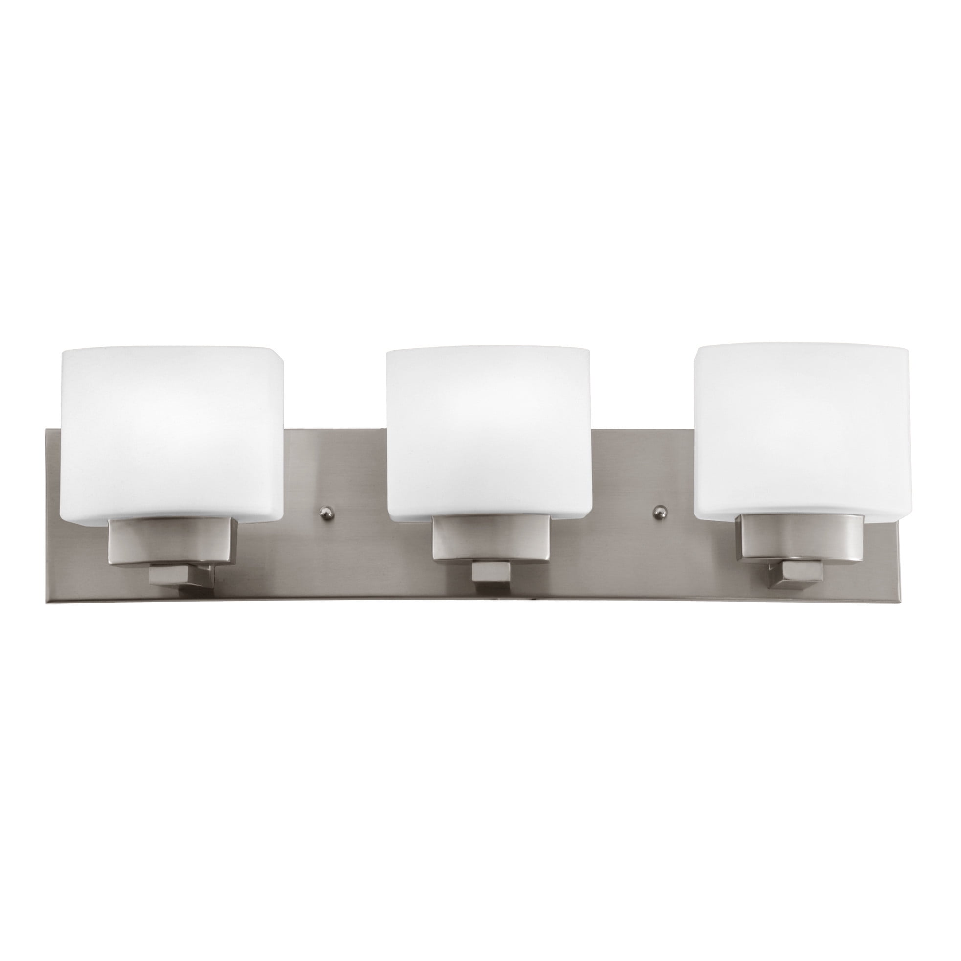 Dove Creek 3-Light Vanity Light in Satin Nickel with White Geometric Glass