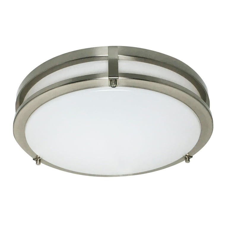 Design House Ripon 14.48-in Satin Nickel Modern/Contemporary LED Flush Mount Light Design House Ripon 14.48-in Satin Nickel Modern/Contemporary LED Flush Mount Light