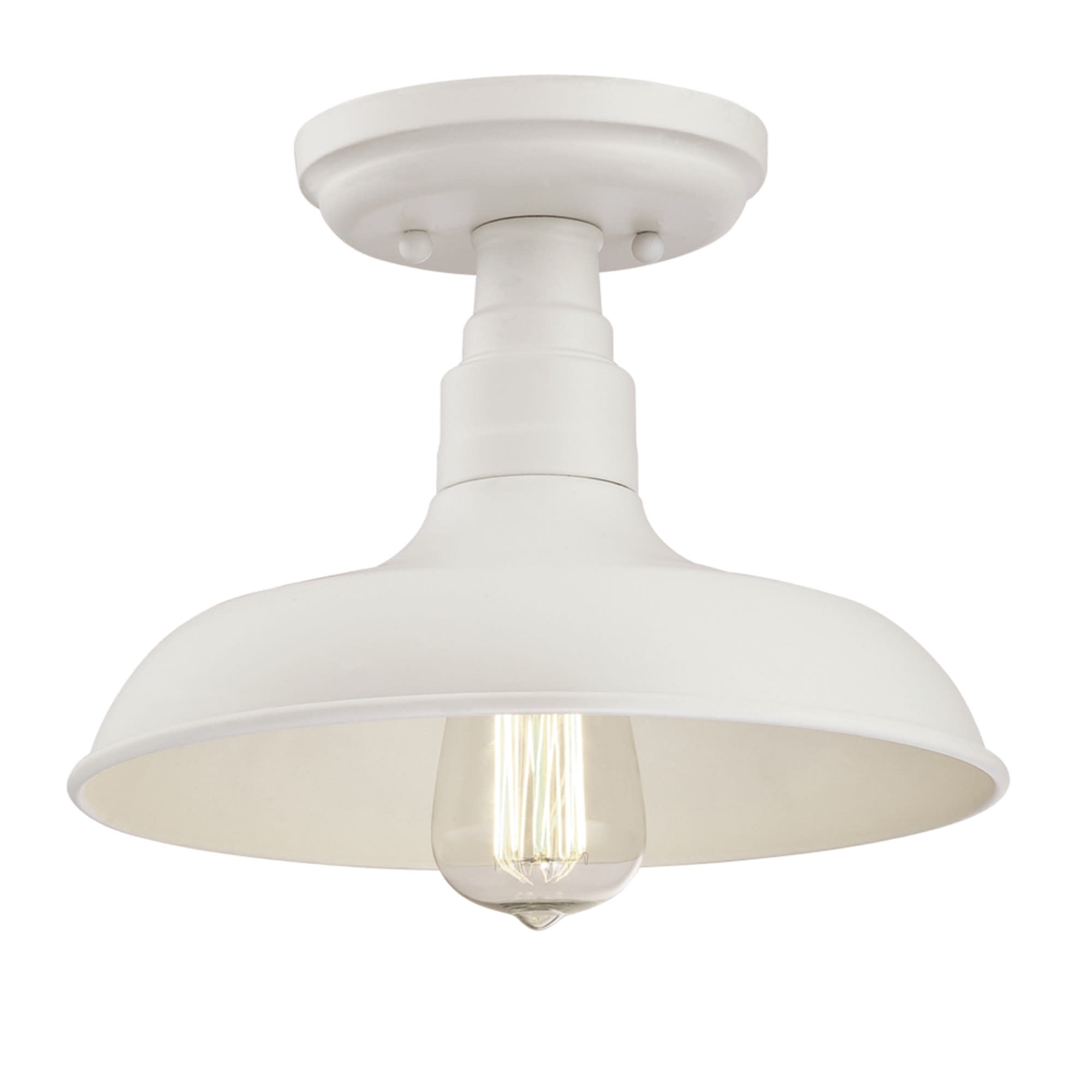 Design House Kimball 1-Light Indoor Semi-Flush Ceiling Mount Light with Metal Shade, White