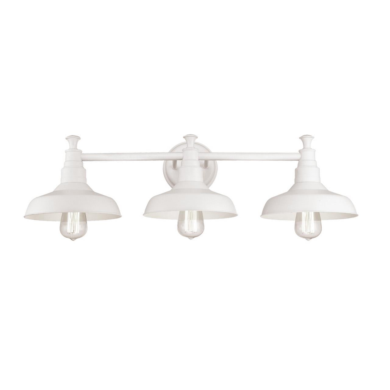 Antique White Steel Industrial 3-Light Bathroom Vanity Fixture
