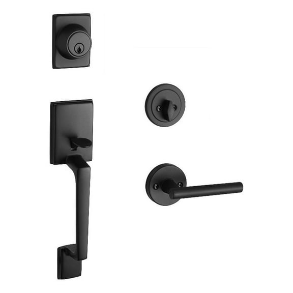 Design House Moderno 2-Way Adjustable Eastport Handleset with Single Cylinder Deadbolt, Matte Black