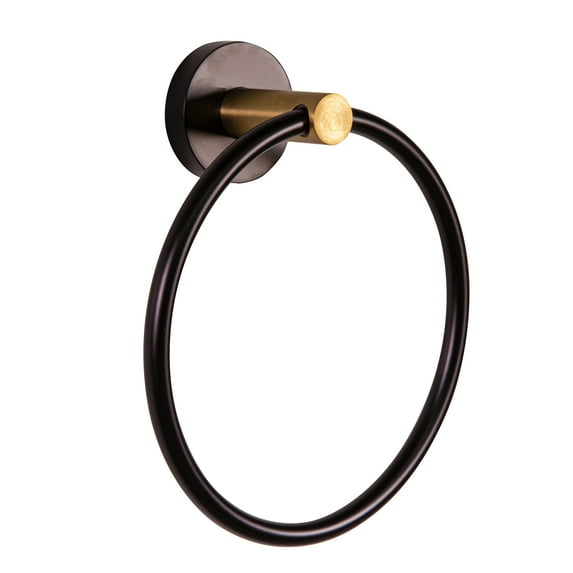 Design House Kelton Wall Mounted Towel Ring in Matte Black and Satin Gold