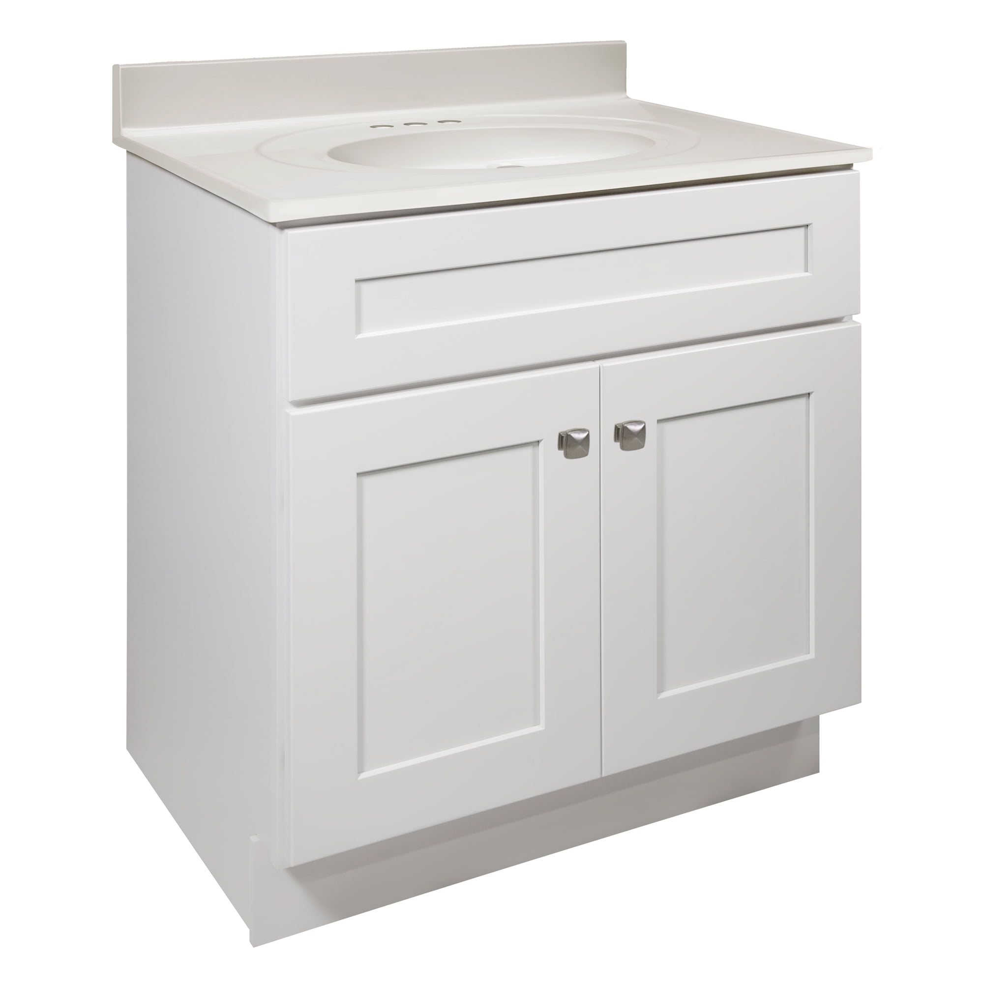 Brookings White Shaker 31" Bathroom Vanity with Cultured Marble Top