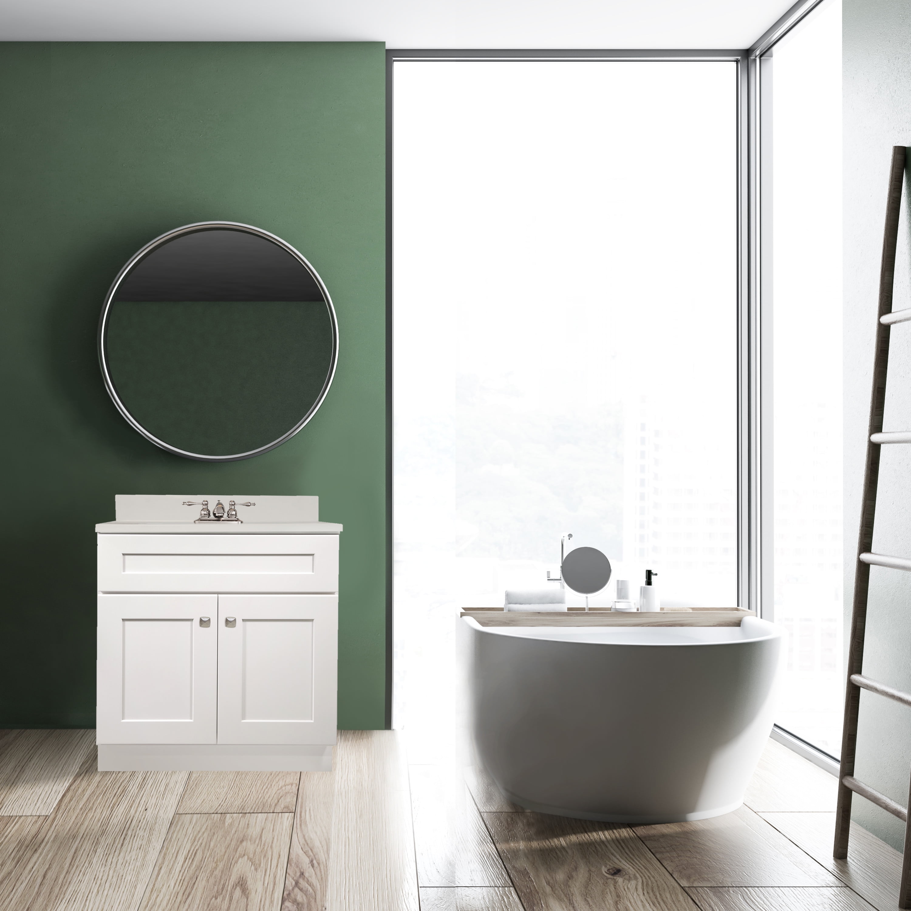 Brookings White Shaker 31" Bathroom Vanity with Cultured Marble Top