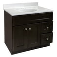 thumbnail image 1 of Design House Brookings 37" x 22" Ready to Assemble 2-Door 2-Drawer Bath Vanity with Cultured Marble 4" Centerset Solid White Top, Espresso/Ivory Swirl, 1 of 32