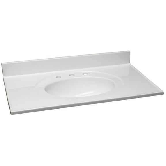 37-inch Cultured Marble Vanity Top with Backsplash, Improved Packaging, Solid White – Design House