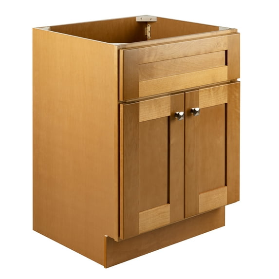 Design House Brookings Solid Wood 24" Fully Assembled 2-Door Shaker Bathroom Vanity Cabinet, Modern Birch