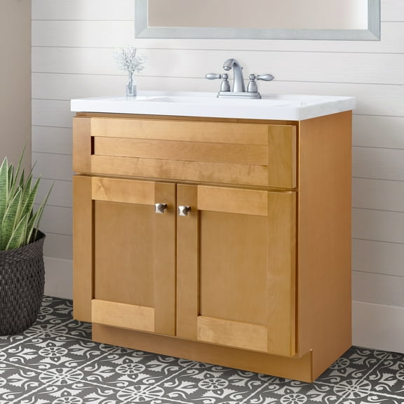 Design House Brookings 30" Ready to Assemble Solid Wood Bathroom Vanity, Modern Birch