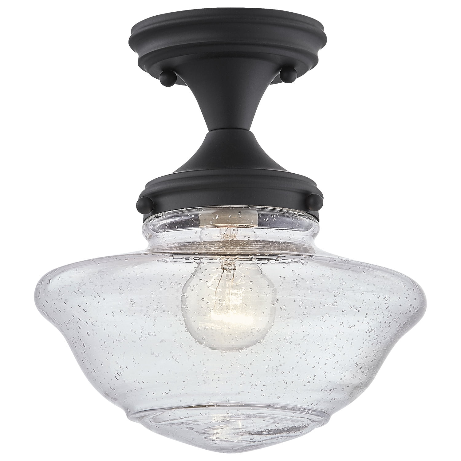 Design House Schoolhouse Semi Flush Mount Dimmable Ceiling Light, Black