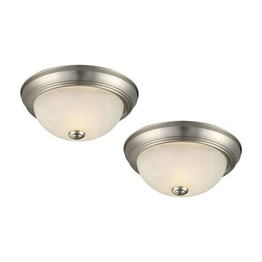 Design House 587527 Traditional 2-Light Indoor Dimmable Ceiling Light with Alabaster Glass-2 Pack, Satin Nickel
