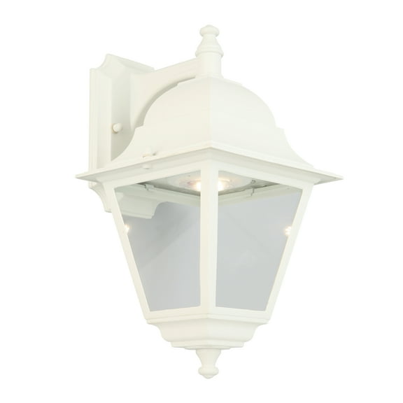 Design House Edwardo Colonial White Outdoor LED Wall Light with Clear Glass Panels
