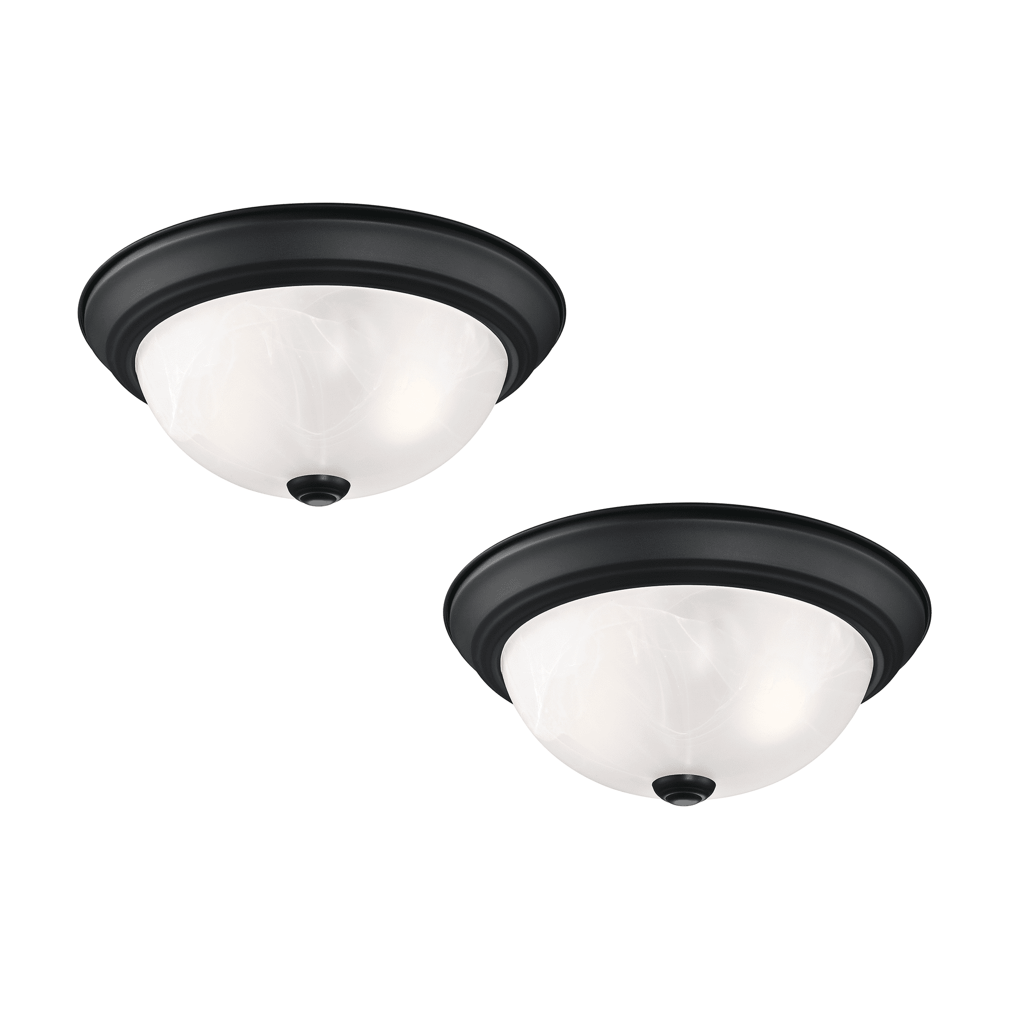 Design House 2-Pack Traditional 2-Light Flush Mount Indoor Dimmable Ceiling Light, Matte Black