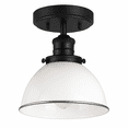 thumbnail image 1 of Design House Savannah Farmhouse 8" 1 Light Matte Black Indoor Semi-Flush Mount Ceiling Light with White Metal Shade, 1 of 14