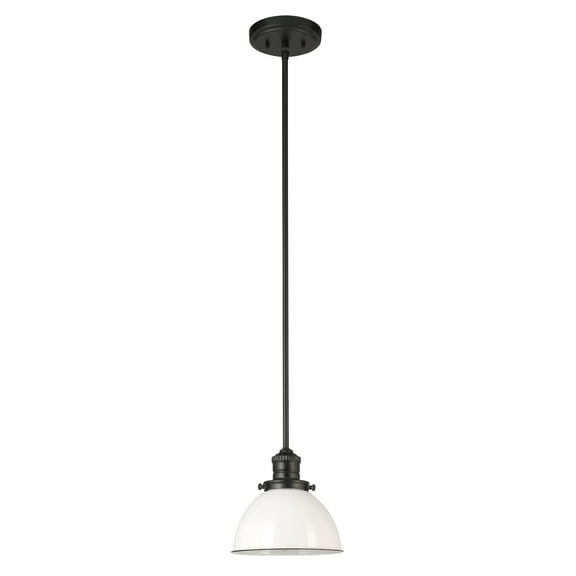 Design House Savannah Farmhouse 1-Light Indoor Dimmable Pendant Light, White/Matte Black