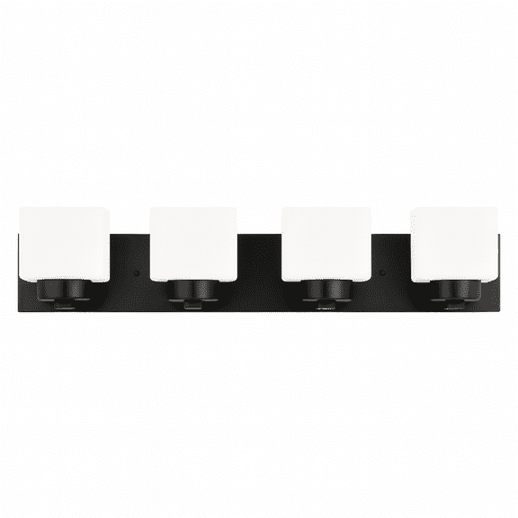 Design House Dove Creek 4 Light Matte Black Modern Dimmable Vanity Light with Frosted Glass Shades