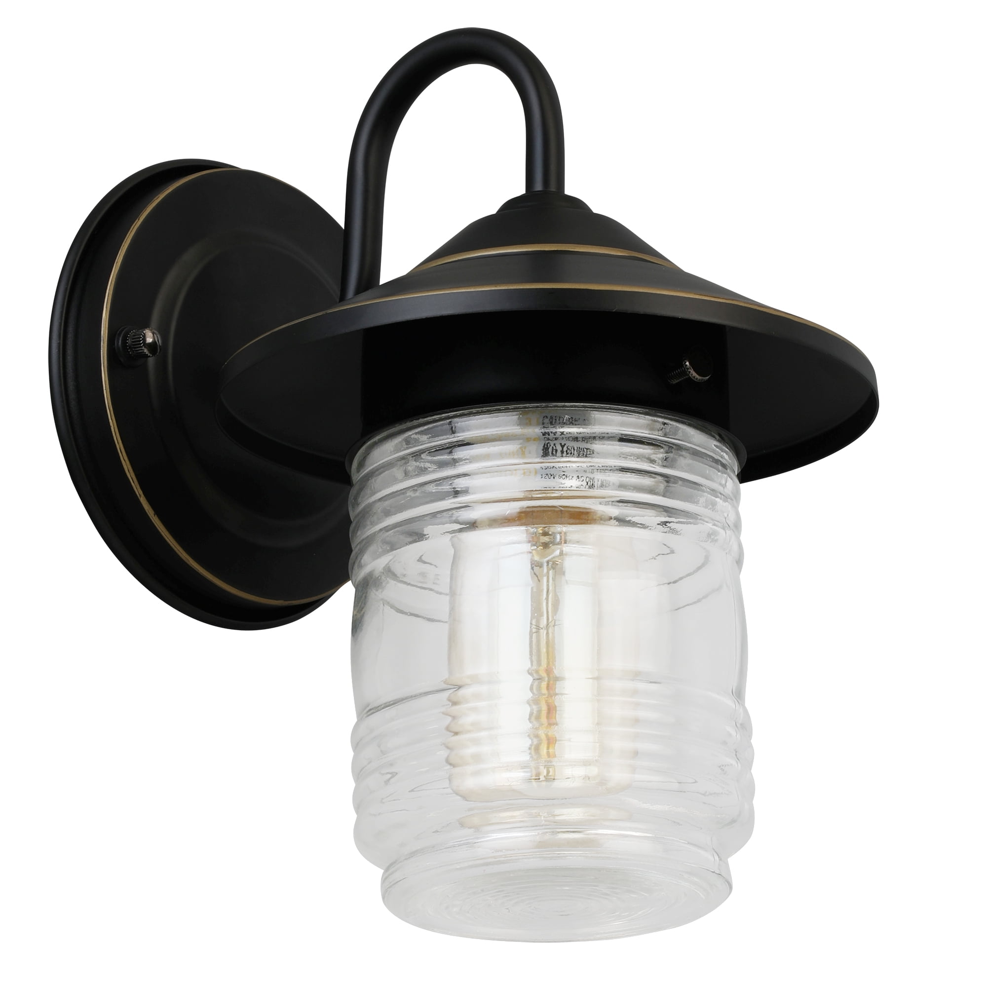Oil-Rubbed Bronze Jelly Jar 8.75'' Dimmable Sconce with Clear Ribbed Glass