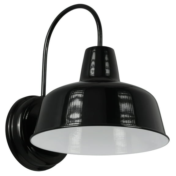 Design House Mason Industrial Barn Indoor/Outdoor Wall Mount Light with Metal Shade, Satin Black