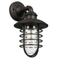 thumbnail image 1 of Bronze Stevenson 1-Light Indoor Outdoor Dimmable Wall Light with Clear Seedy Glass and Metal Wire Shade, 1 of 11
