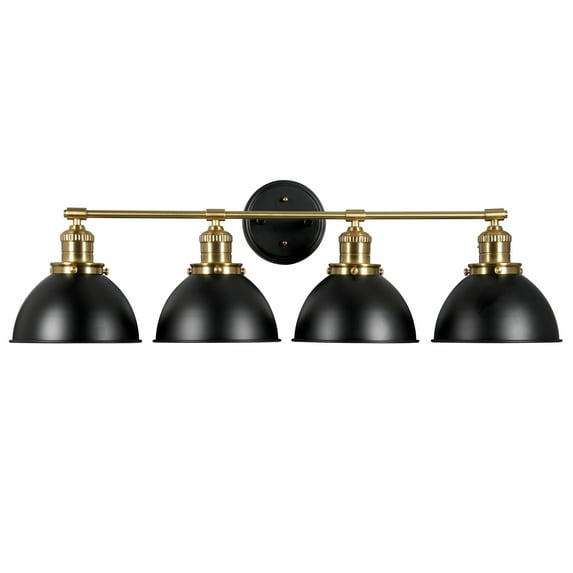Design House Savannah Farmhouse 4-Light Indoor Dimmable Vanity Light, Matte Black/Satin Gold