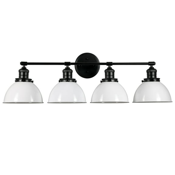 Design House Savannah Farmhouse 4-Light Indoor Dimmable Vanity Light, White/Matte Black