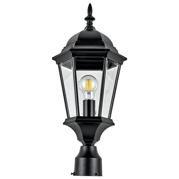 Design House Traditional Oak Creek Outdoor Post Top Light with Clear Glass, Textured Black Finish