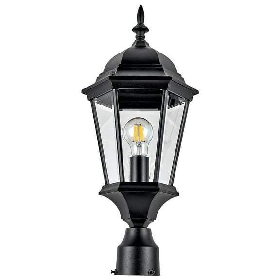 Design House Traditional Oak Creek Outdoor Post Top Light with Clear Glass, Textured Black Finish