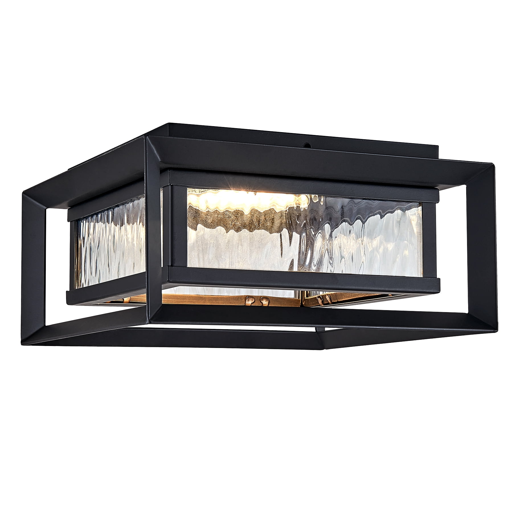 Matte Black Glass LED Outdoor Ceiling Light